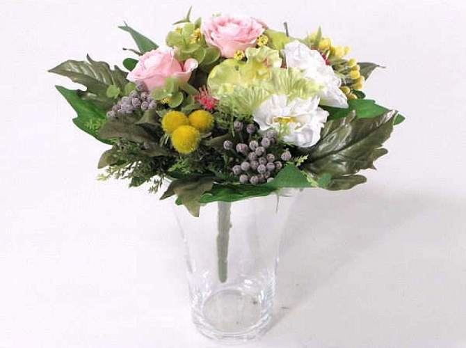 Bouquet Printemps Blanc-Rose 22cm