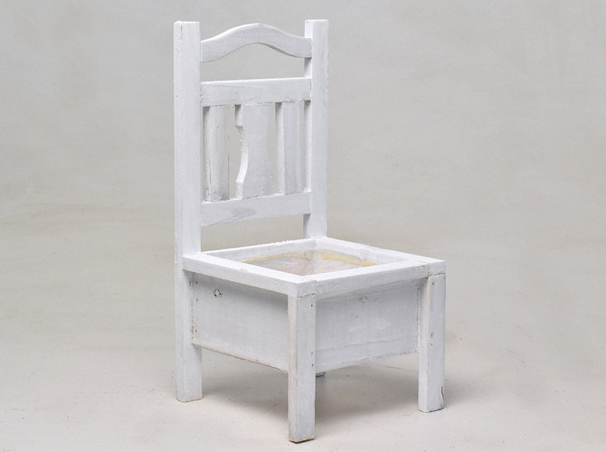 Planteur Chaise en bois Blanc H32cm