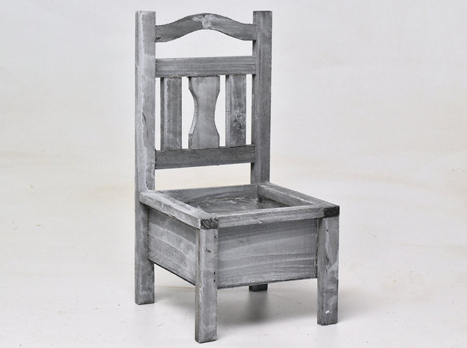 Wooden Chair Planter Grey H32cm