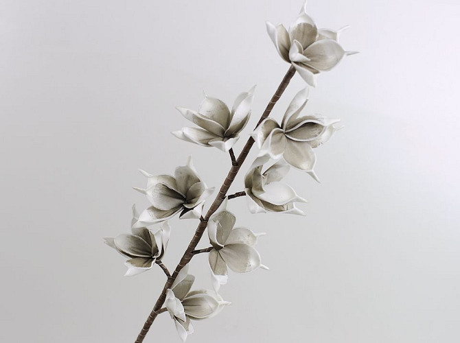 Fleur en mousse Blanc/Gris, D 11cm