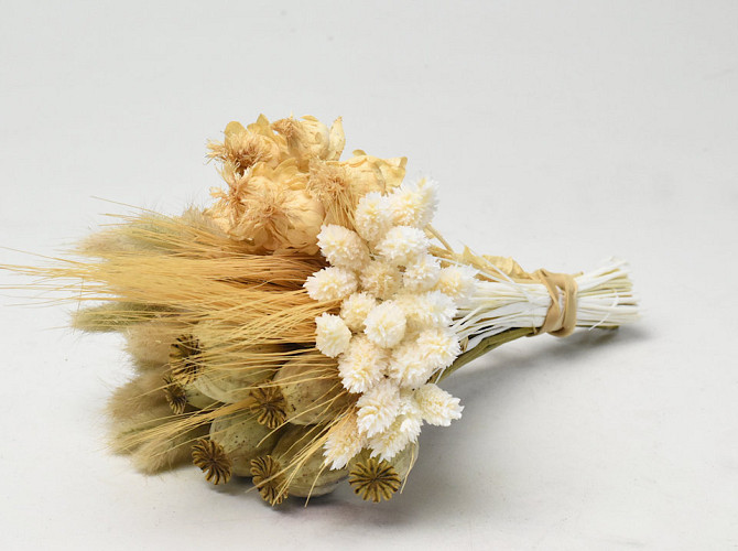 Dried Flower Bouquet White Natural 25cm