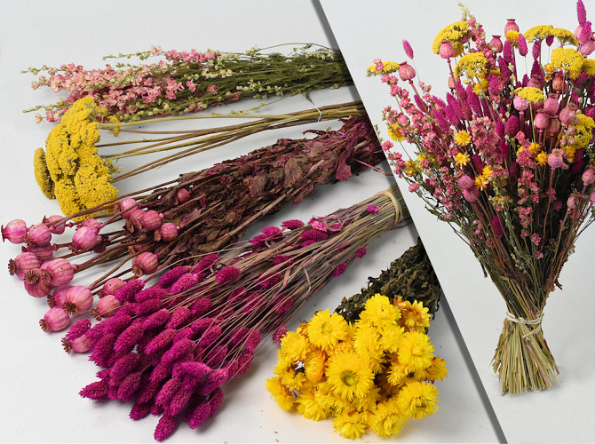 DIY Dried Flower Bouquet Yellow/Pink XL