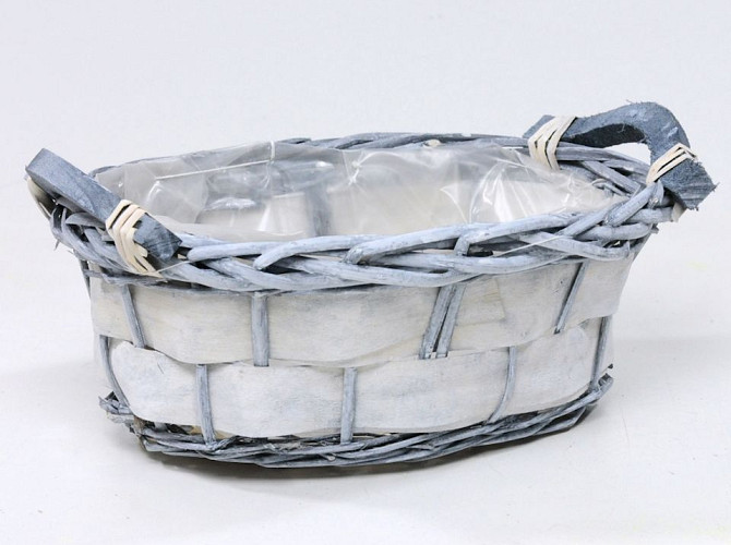 Basket 2-tone L26cm grey/white