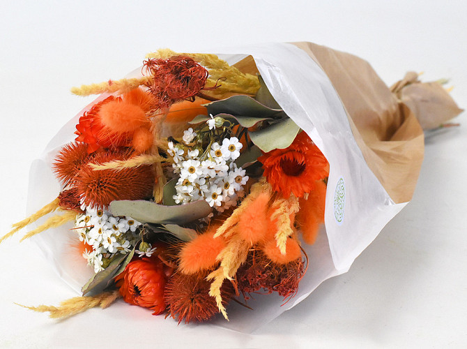 Dried Flower Bouquet Orange 50cm