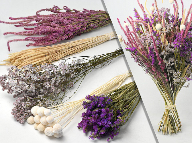 DIY Dried Flower Bouquet Pink/White XL