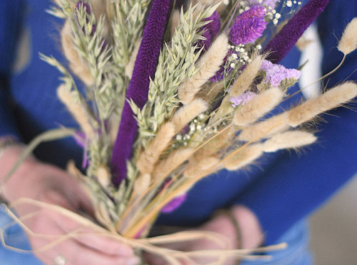 Dried Flower Bouquet Purple Natural 60cm