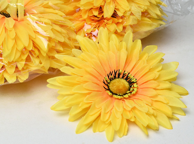 Artificial Gerbera Yellow D15cm