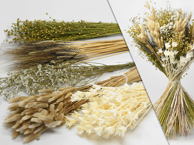 DIY Dried Flower Bouquet Natural/White XL