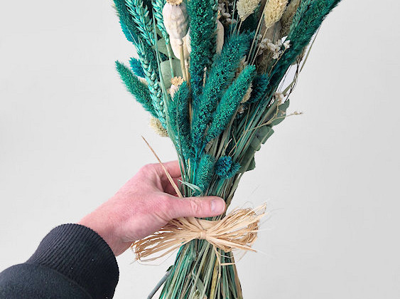 Trockenblumenstrauß Flach Grün  55cm