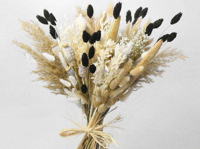 Dried Flower Bouquet White Natural 60cm