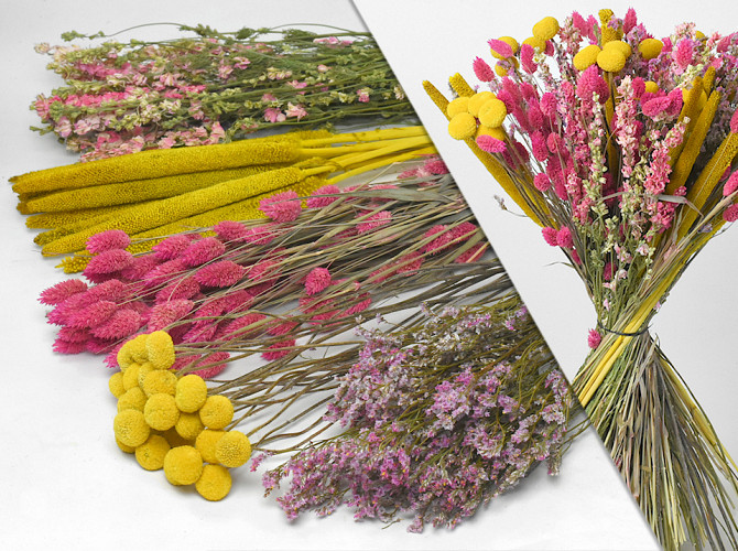 DIY Dried Flower Bouquet XL Pink/Yellow