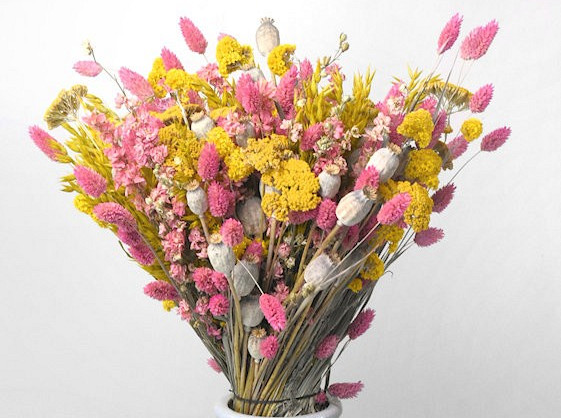 Trockenblümenstrauß Gelb/Rosa XL