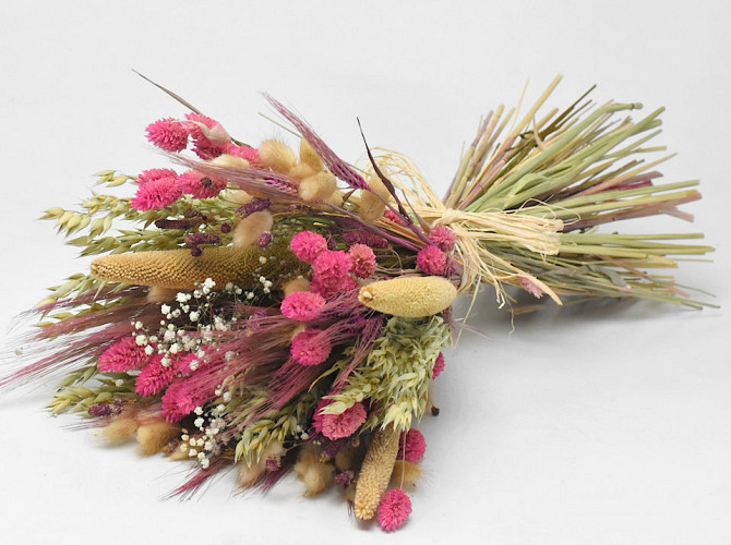 Dried Flower Bouquet Natural/Pink 55cm