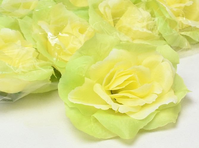 Artificial Rose Yellow-Green D10cm 