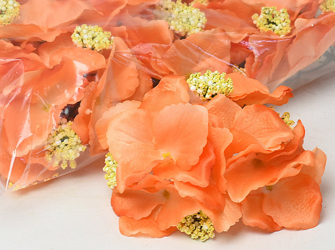 Hydrangea Head Orange D14cm 
