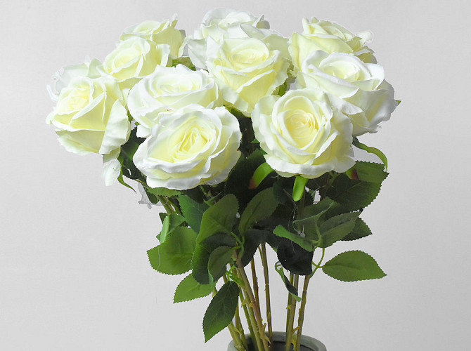 Künstliche Rose Samt Weiß D8cm L62cm