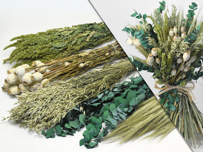 DIY Trockblumenstrauß Grün/Natur XL