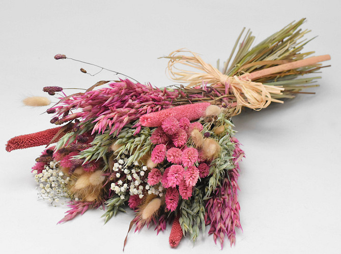 Dried Flower Bouquet Natural/Pink 55cm