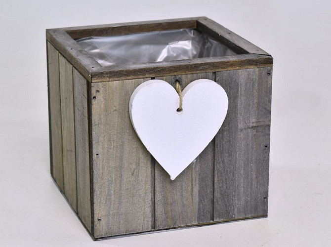 Wooden Box Grey with Heart 