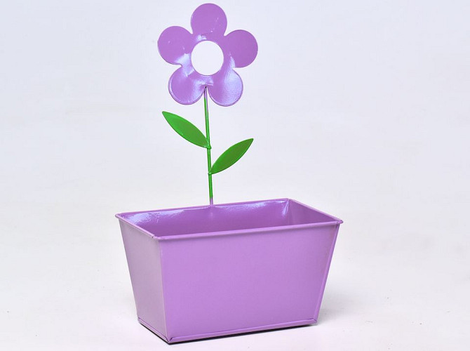 Zinc Pot Flower B17cm Purple