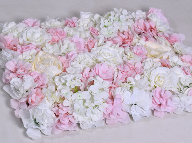 Panneau de fleurs 60x40cm Blanc-Rose