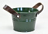 Bucket Zinc Leather H12cm Green 