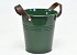 Bucket Zinc Leather H18cm Green 