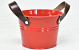 Bucket Zinc Leather H14cm Red