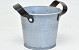 Bucket Leather H14cm Mat Zinc