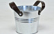 Bucket Leather H14cm Zinc