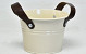 Bucket Zinc Leather H12cm Cream 