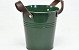 Bucket Zinc Leather H18cm Green 