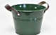 Bucket Zinc Leather H16cm Green 